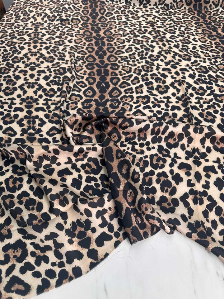 Leopar Desen İpek Saten Elbise etek Gömlek Şalvar