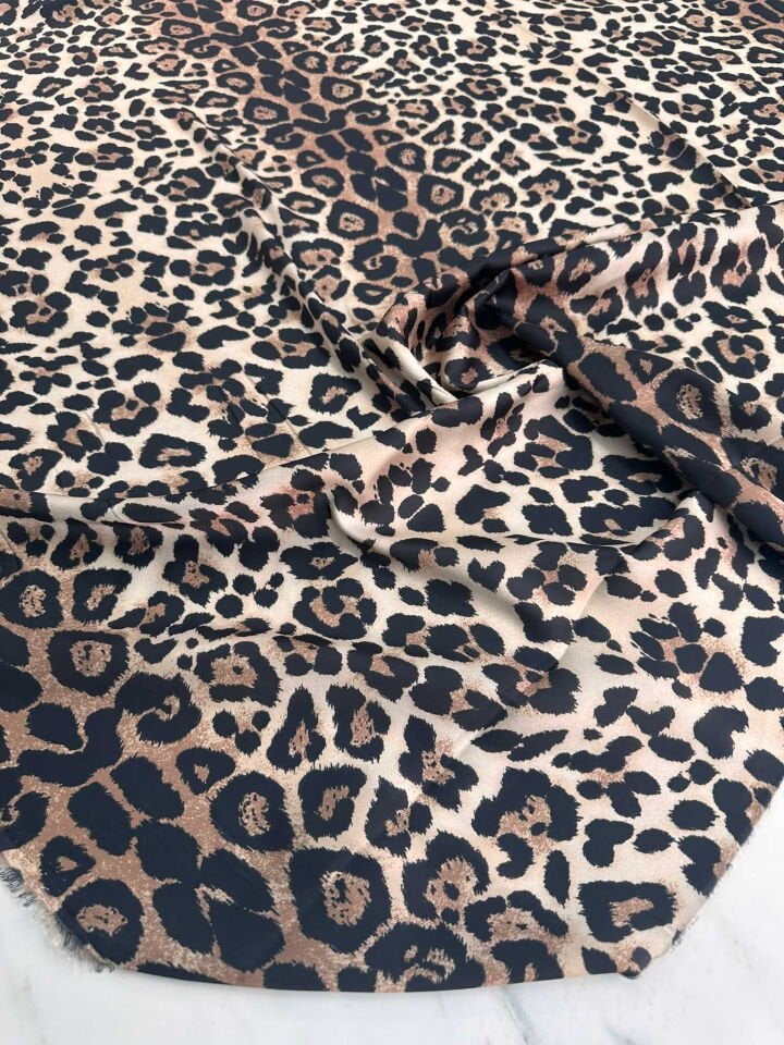 Leopar Desen İpek Saten Elbise etek Gömlek Şalvar
