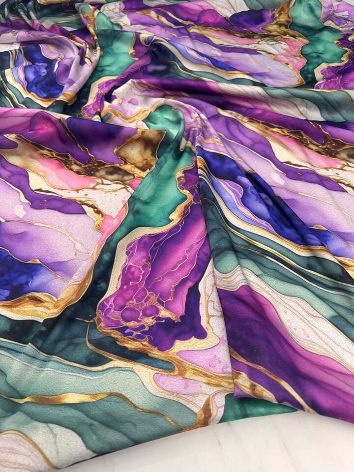 Leona Desen İpek Saten Elbise Etek Gömlek Şalvar