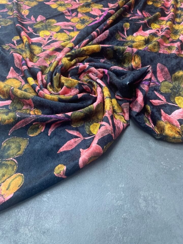 Pastel Desen Elbiselik Kadife Kumaş