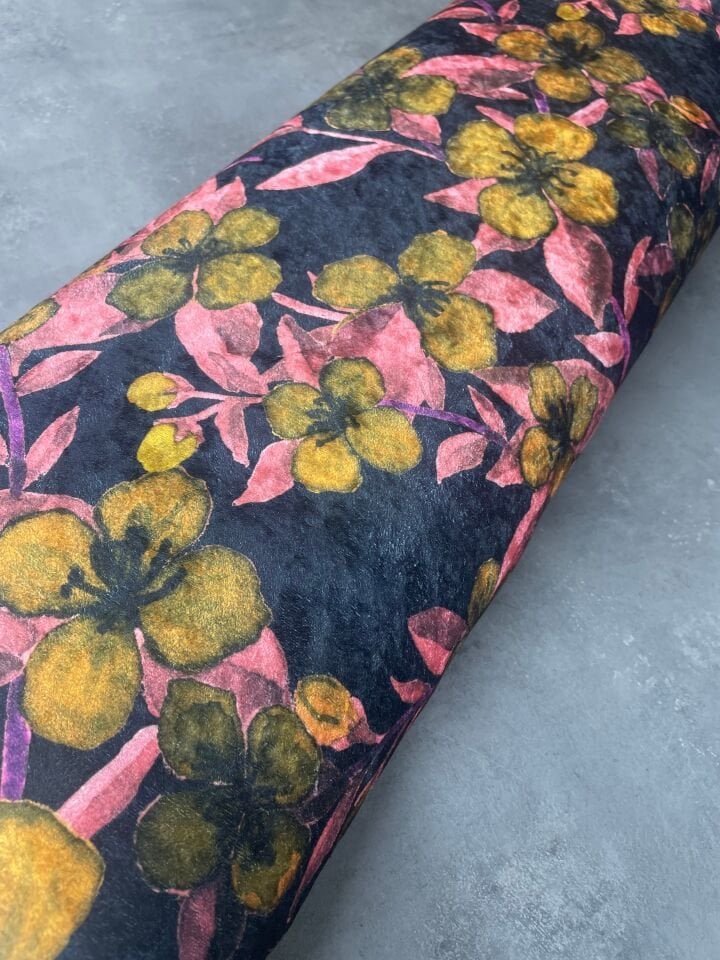 Pastel Desen Elbiselik Kadife Kumaş