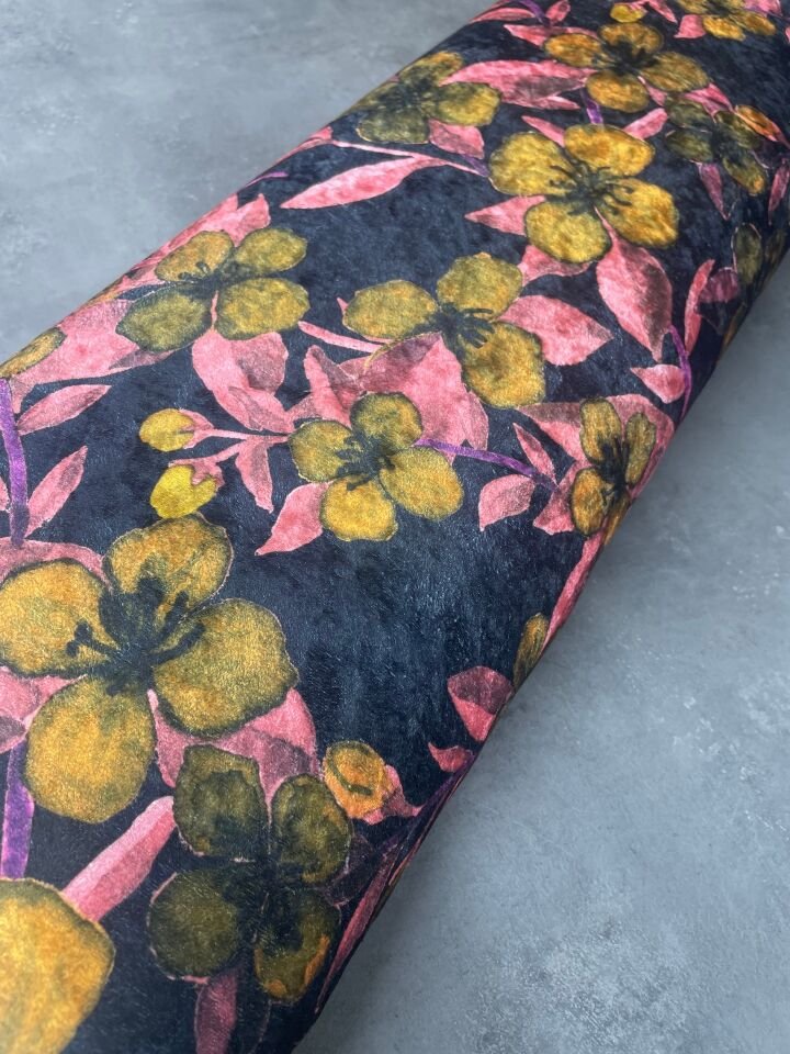 Pastel Desen Elbiselik Kadife Kumaş