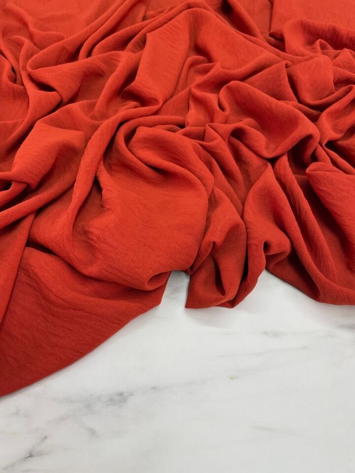 Turuncu Düz Elbiselik Ayrobin Kumaş