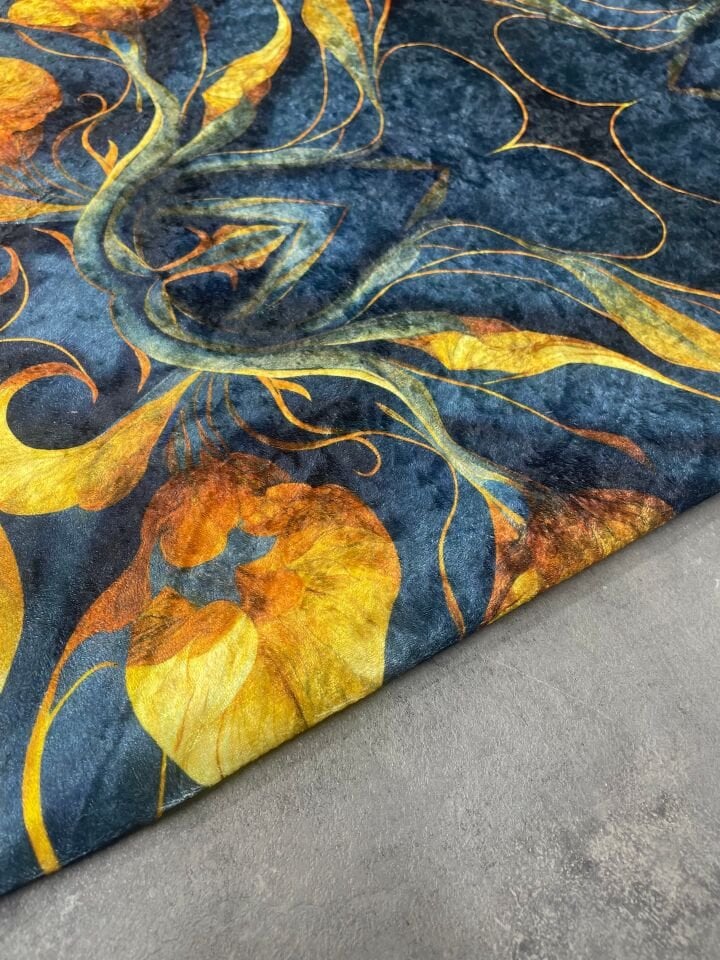 Liyon Desen Elbiselik Kadife Kumaş