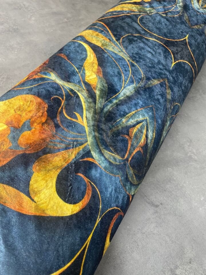 Liyon Desen Elbiselik Kadife Kumaş