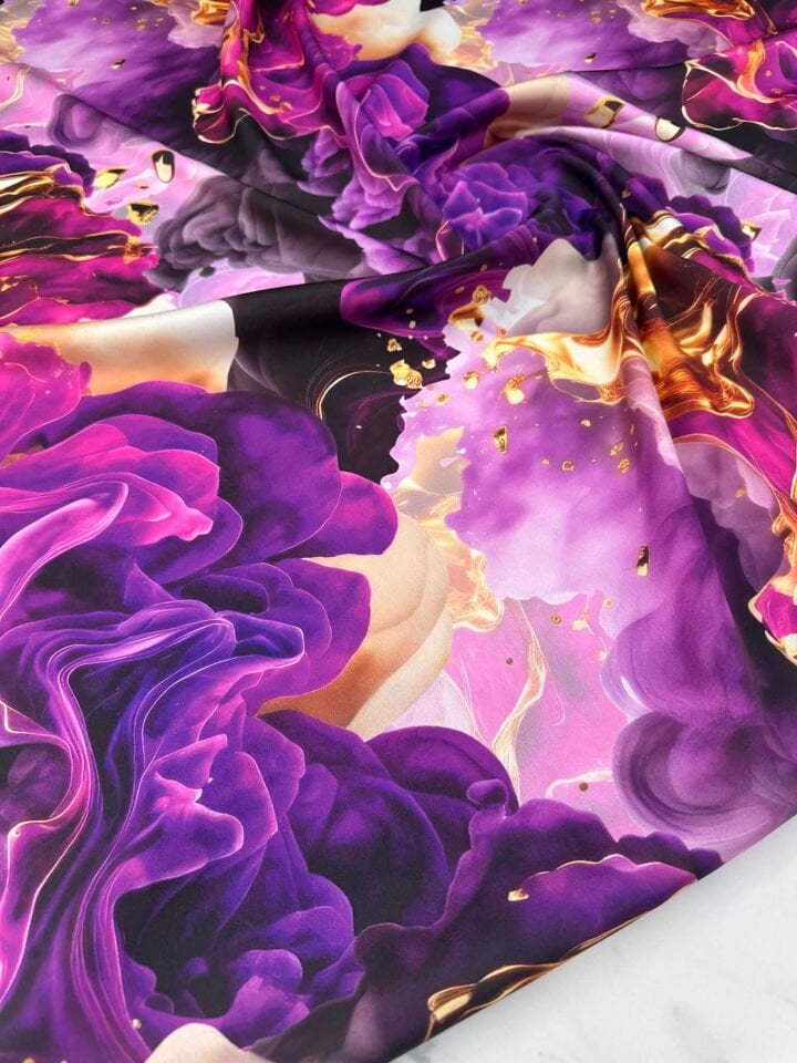 Vero Desen İpek Saten Elbise etek Gömlek Şalvar