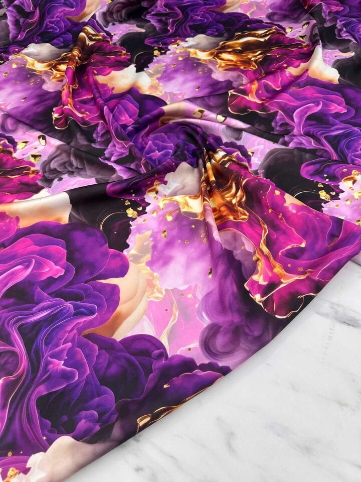 Vero Desen İpek Saten Elbise etek Gömlek Şalvar