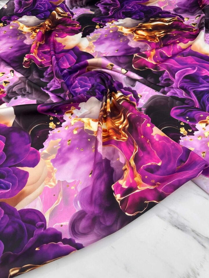 Vero Desen İpek Saten Elbise etek Gömlek Şalvar