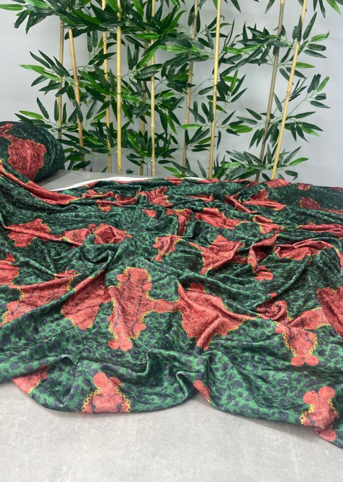 Zenda Desen Elbiselik Kadife Kumaş