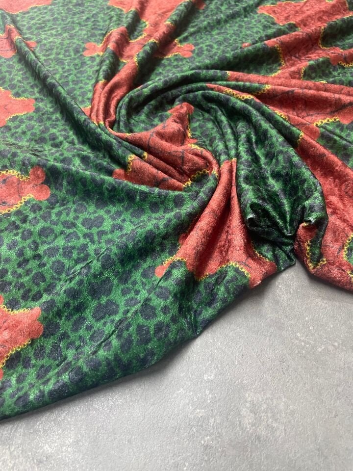 Zenda Desen Elbiselik Kadife Kumaş