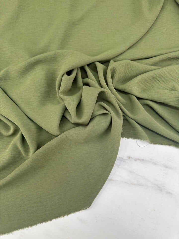 Haki Yeşili  Düz Ayrobin Kumaş Elbise Etek Pantolon Abaya