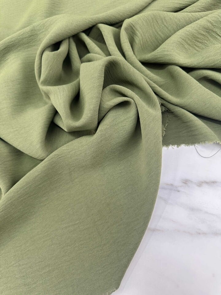Haki Yeşili  Düz Ayrobin Kumaş Elbise Etek Pantolon Abaya