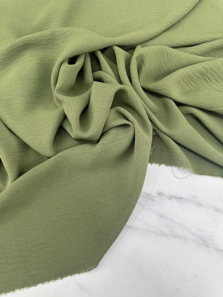 Haki Yeşili  Düz Ayrobin Kumaş Elbise Etek Pantolon Abaya