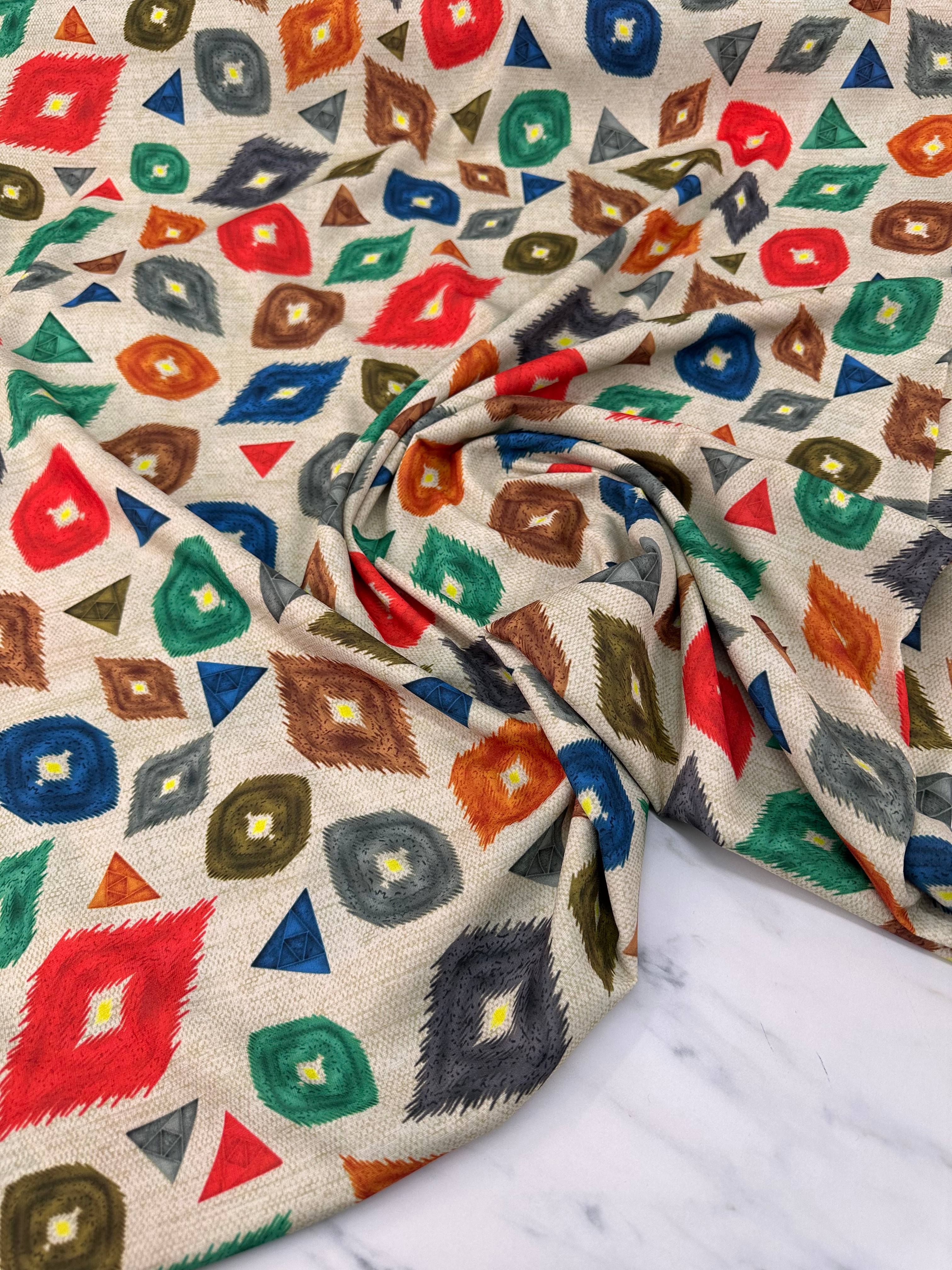 İkat Desen Elbiselik Gömleklik Krep Kumaş