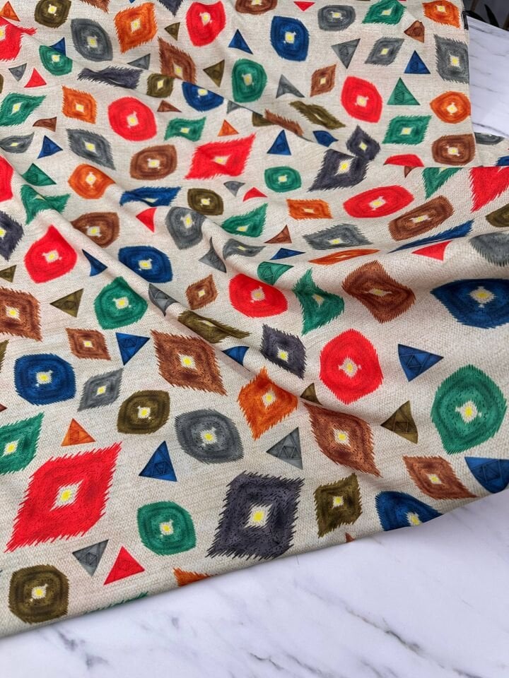 İkat Desen Elbiselik Gömleklik Krep Kumaş