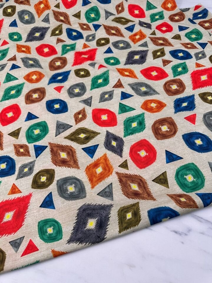 İkat Desen Elbiselik Gömleklik Krep Kumaş