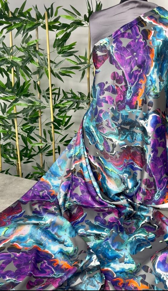 Kombinli Yöresel Elbiselik Tivil Saten Kumaş