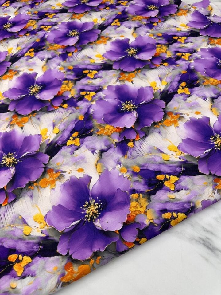 Geranium Desen Elbiselik Gömleklik Krep Kumaş