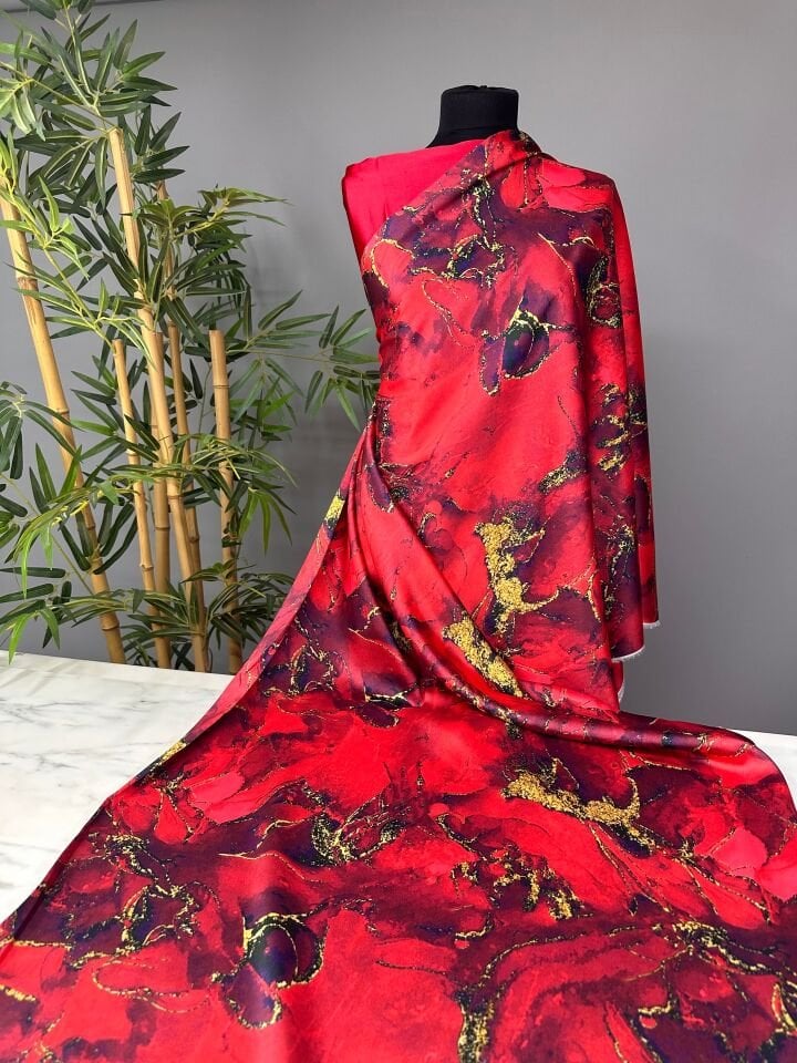 Kombinli Yöresel Elbiselik Tivil Saten Kumaş