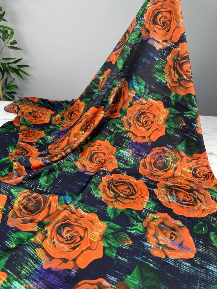 Violetti Dijital Baskı Krep Kumaş