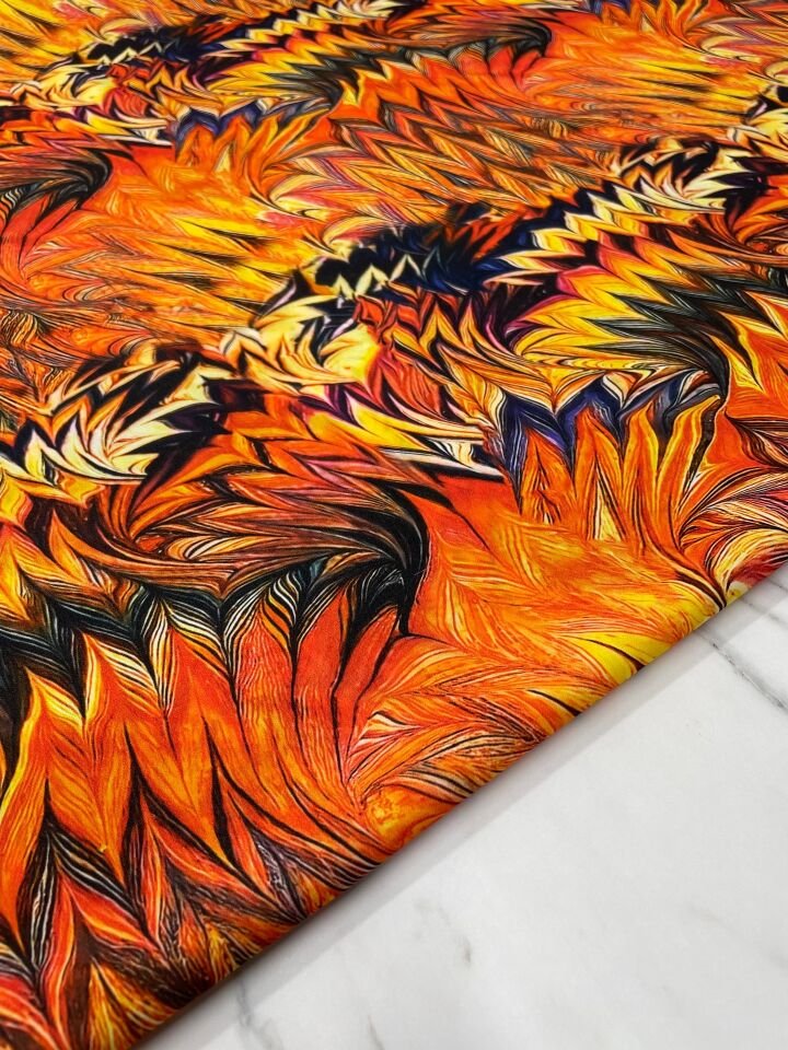 Kelebek Desen Krep Kumaş Etek Gömlek Elbise Şalvar