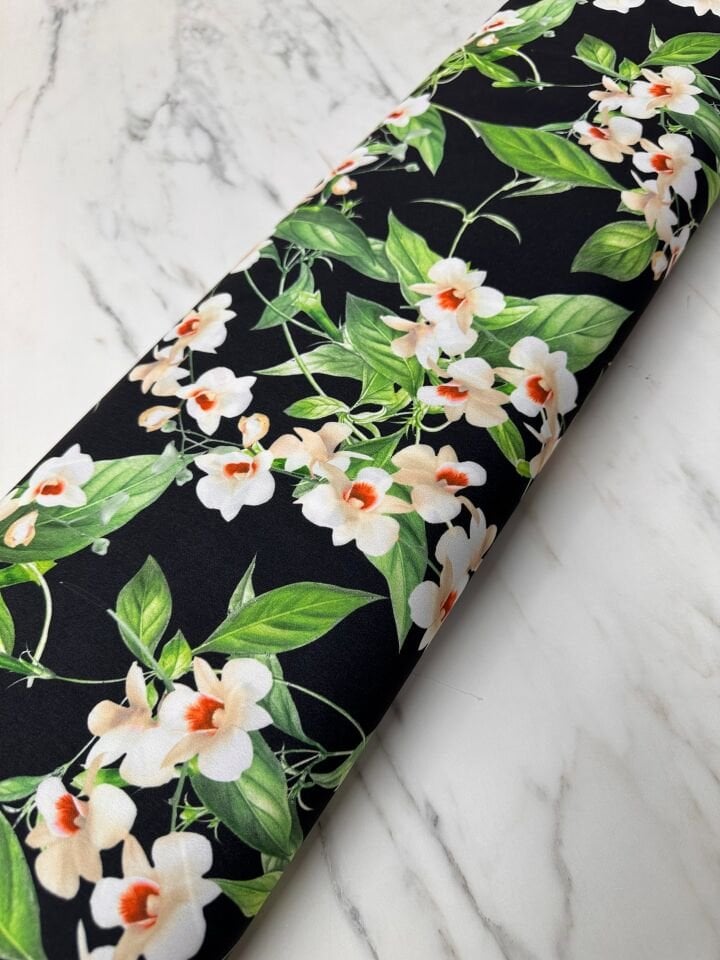 Menemen Çiçegi Desen Krep Kumaş Elbise Etek Gömlek Şalvar