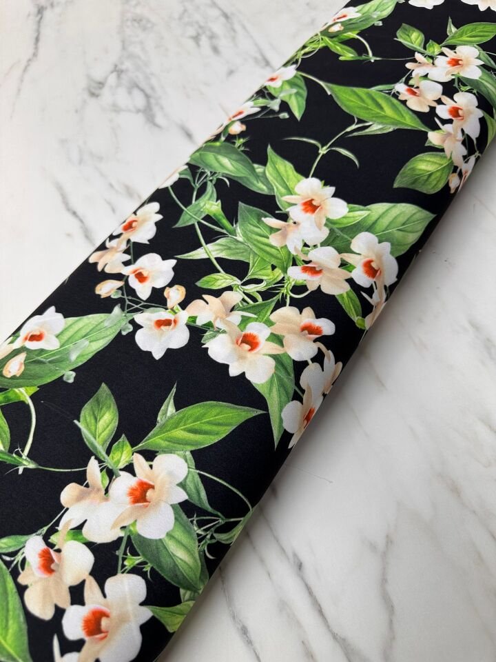 Menemen Çiçegi Desen Krep Kumaş Elbise Etek Gömlek Şalvar