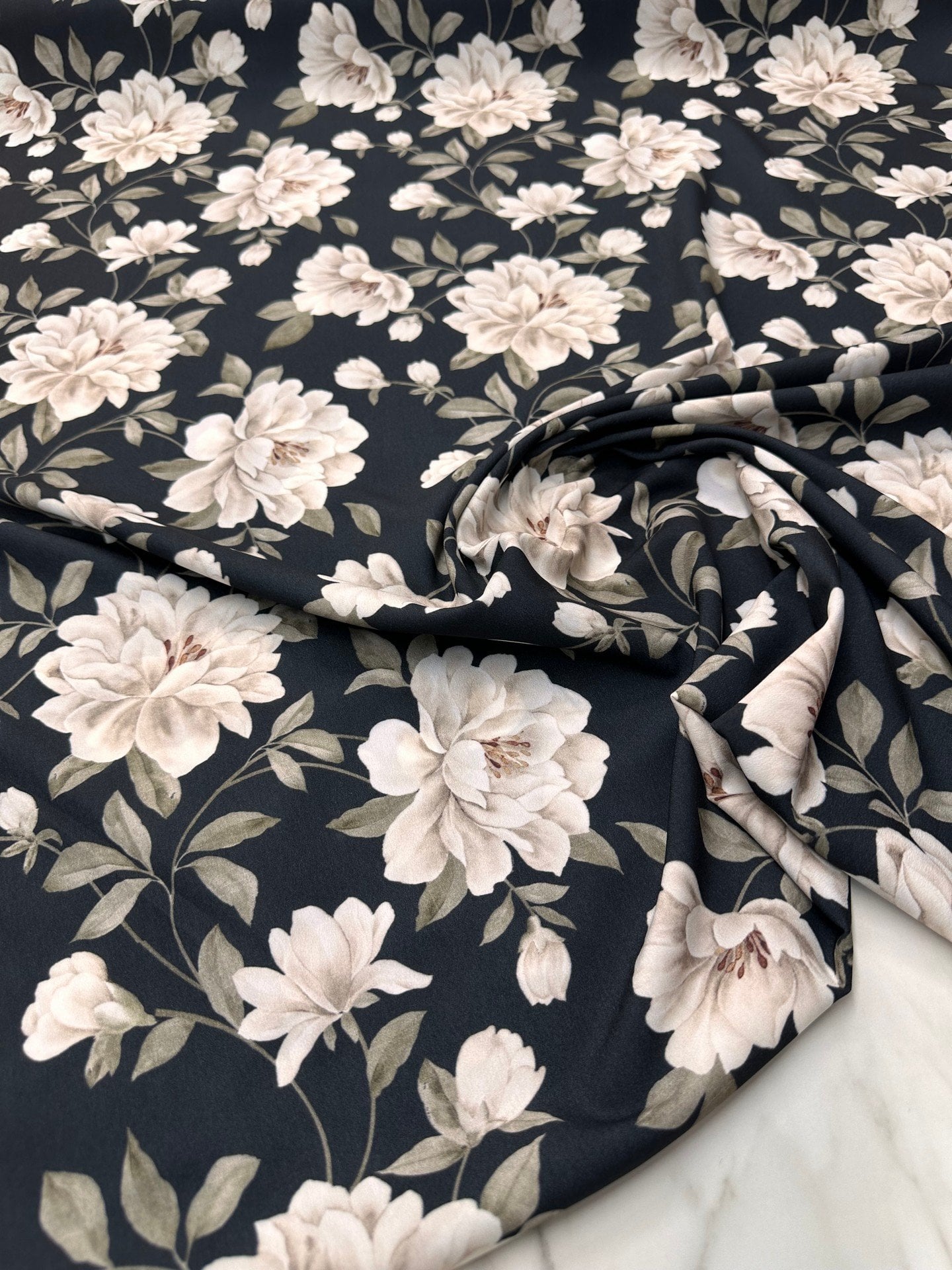 Gül Desen Elbiselik Gömleklik Krep Kumaş