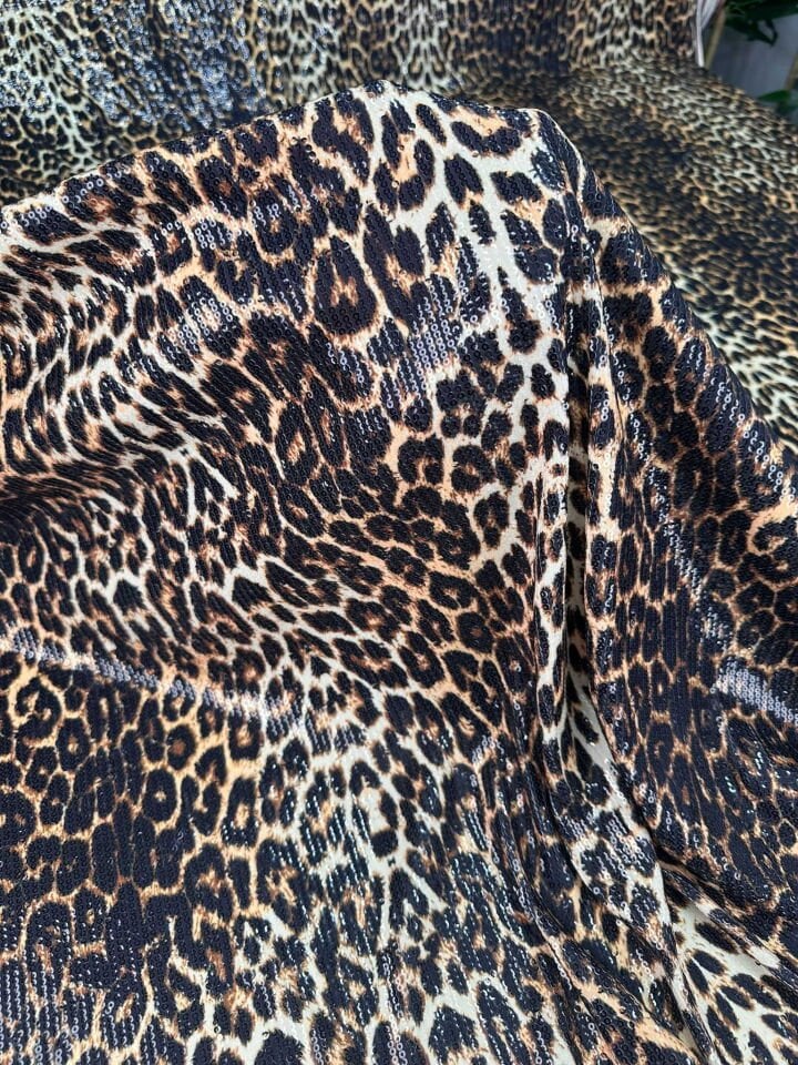 Leopar Desen Likralı Payet Elbise Etek AbiyeElbise Şalvar