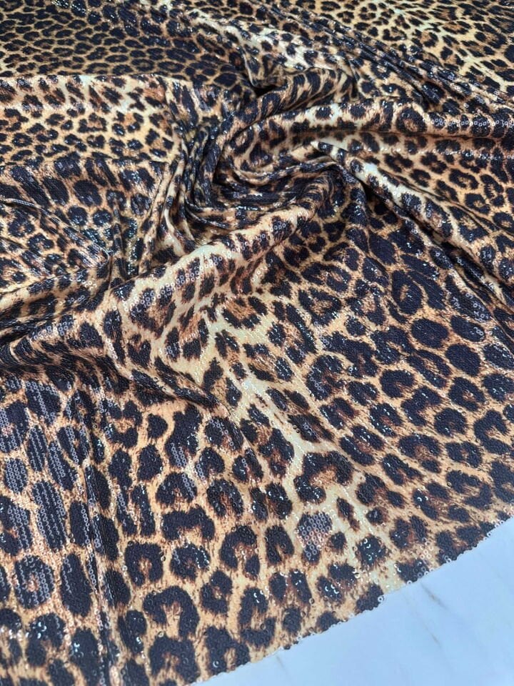 Leopar Desen Likralı Payet Kumaş Elbise Etek Yöresel Şalvar