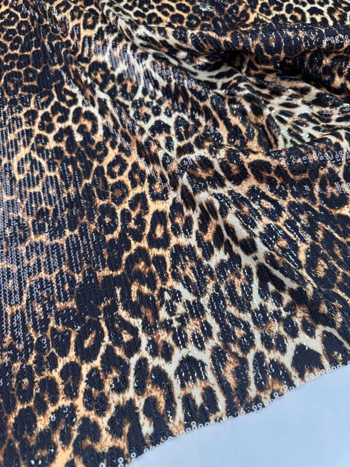 Leopar Desen Likralı Payet Kumaş Elbise Etek Yöresel Şalvar
