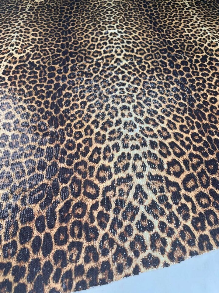 Leopar Desen Likralı Payet Kumaş Elbise Etek Yöresel Şalvar