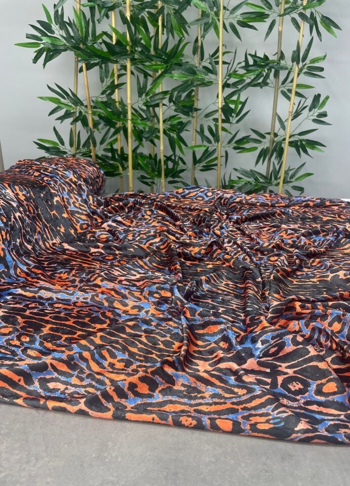 Renkli Leopar Desen Elbiselik Kadife