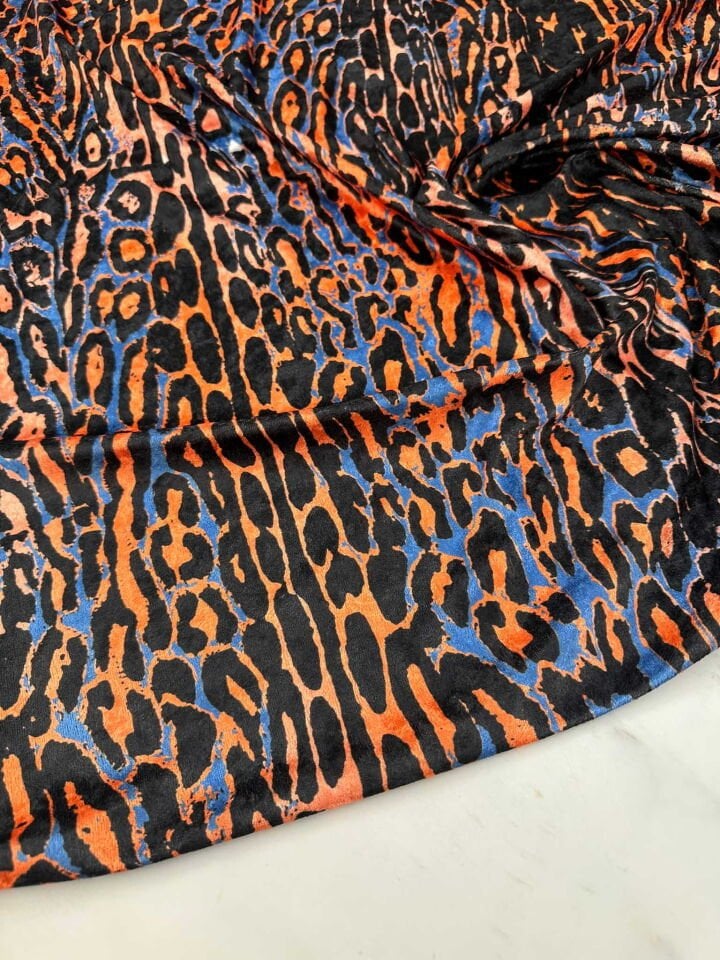 Renkli Leopar Desen Elbiselik Kadife