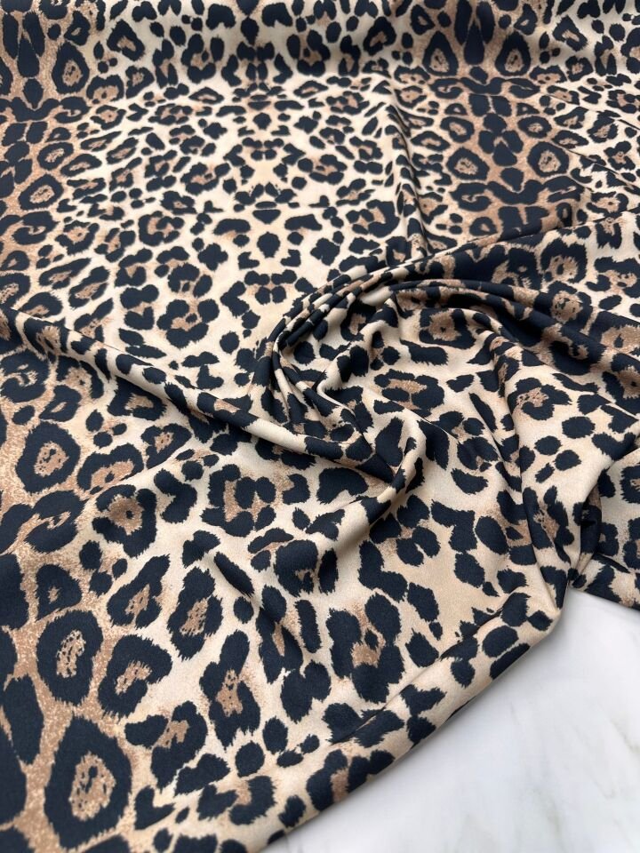 Leopar Desen Elbiselik Gömleklik Krep Kumaş