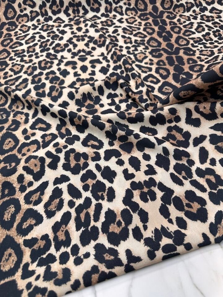 Leopar Desen Elbiselik Gömleklik Krep Kumaş