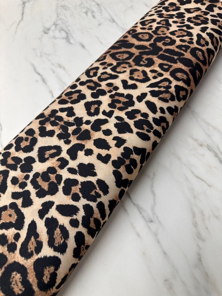 Leopar Desen Elbiselik Gömleklik Krep Kumaş