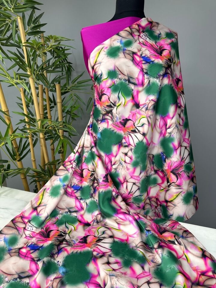 Kombinli Yöresel Elbiselik Tivil Saten Kumaş