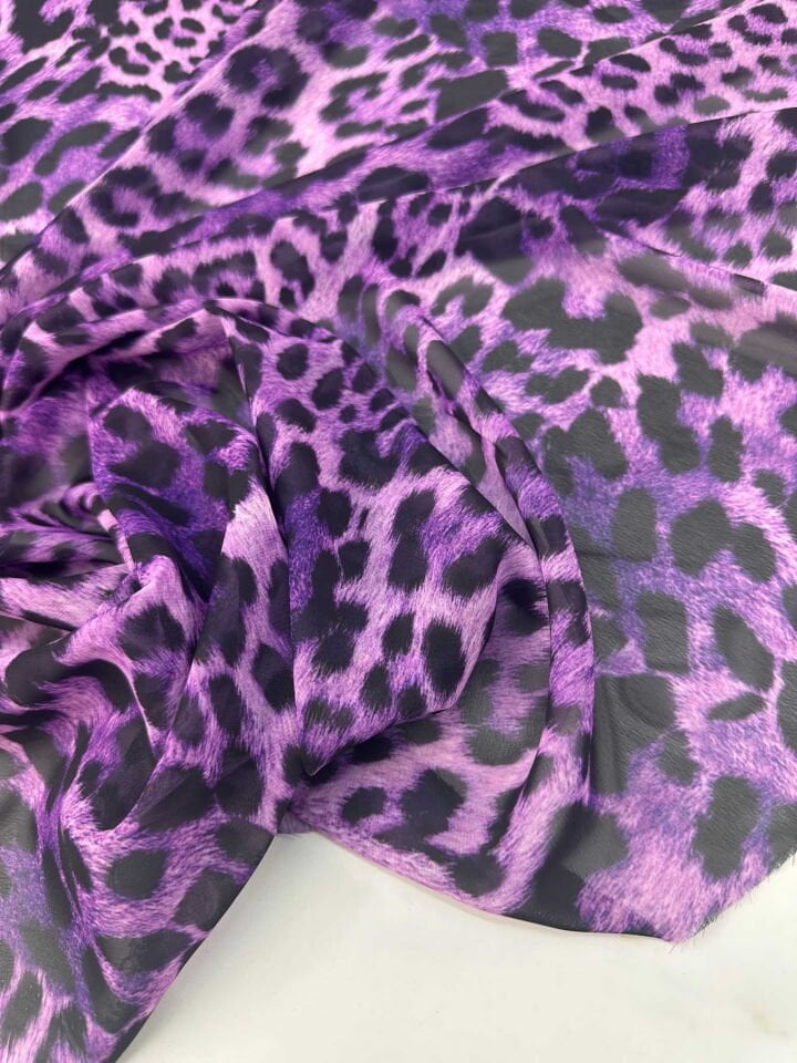 Leopar Desen Şifon İç Gösterir Elbise Etek Gömlek Şal