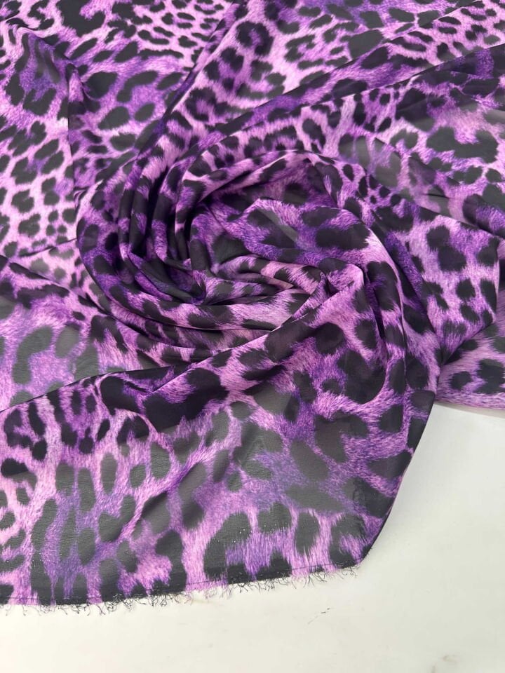 Leopar Desen Şifon İç Gösterir Elbise Etek Gömlek Şal