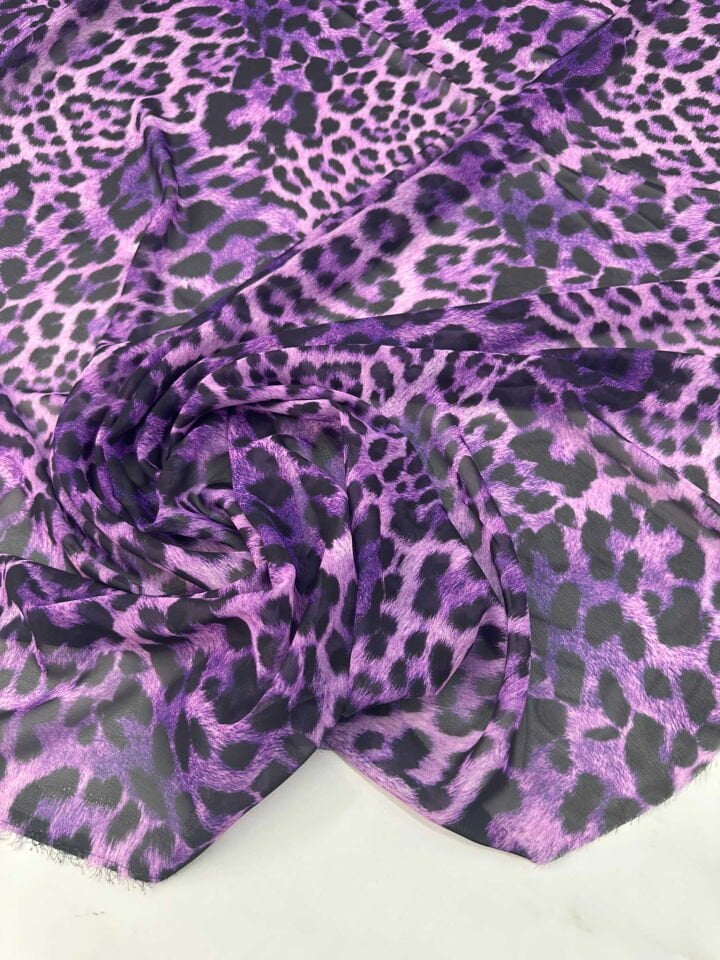 Leopar Desen Şifon İç Gösterir Elbise Etek Gömlek Şal