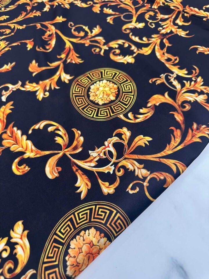 Desenli İpek Saten Elbise Etek Gömlek Şalvar