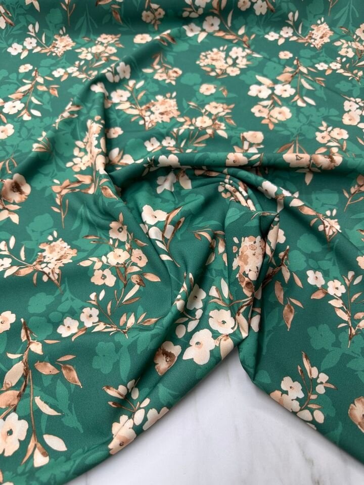 Erik Çiçeği Desen Elbiselik Gömleklik Krep Kumaş