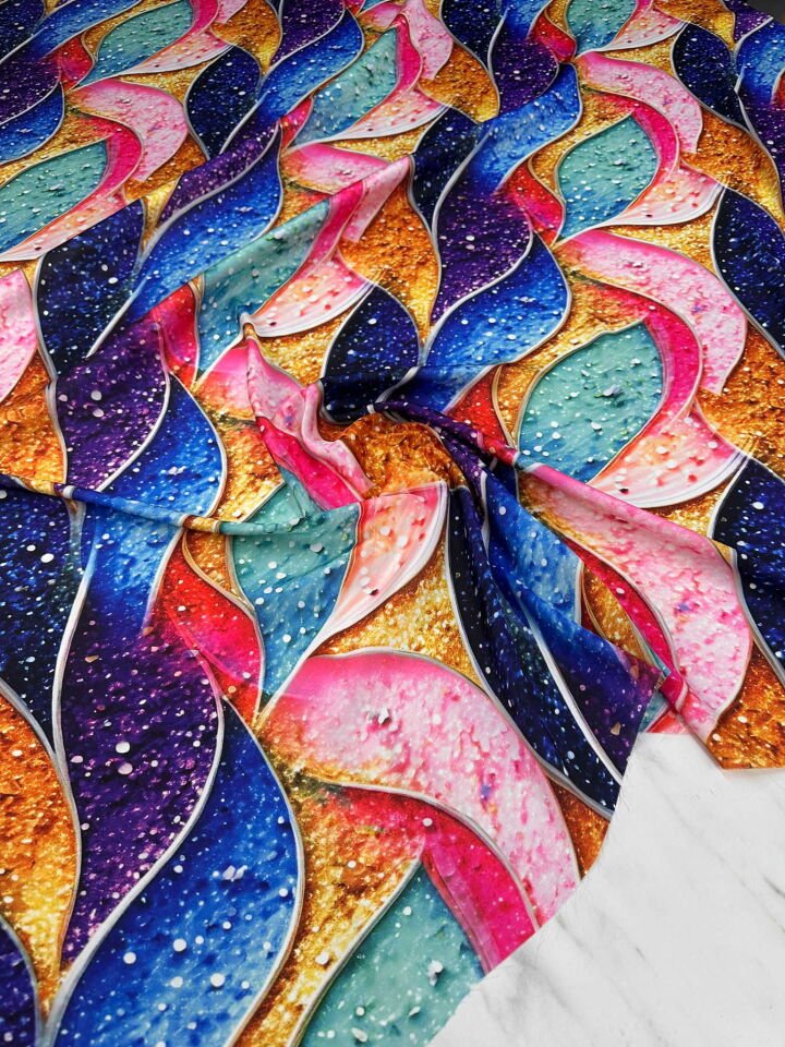 Desenli İpek Saten Elbise Etek Gömlek Şalvar