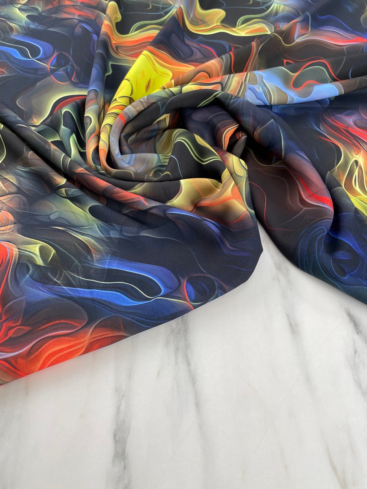 Ebruli Desen Elbiselik Gömleklik Krep Kumaş