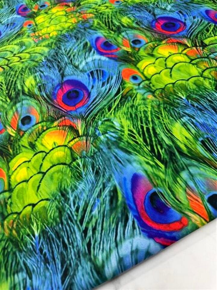 Tavus Tüyü Desen Elbiselik Gömleklik Krep Kumaş