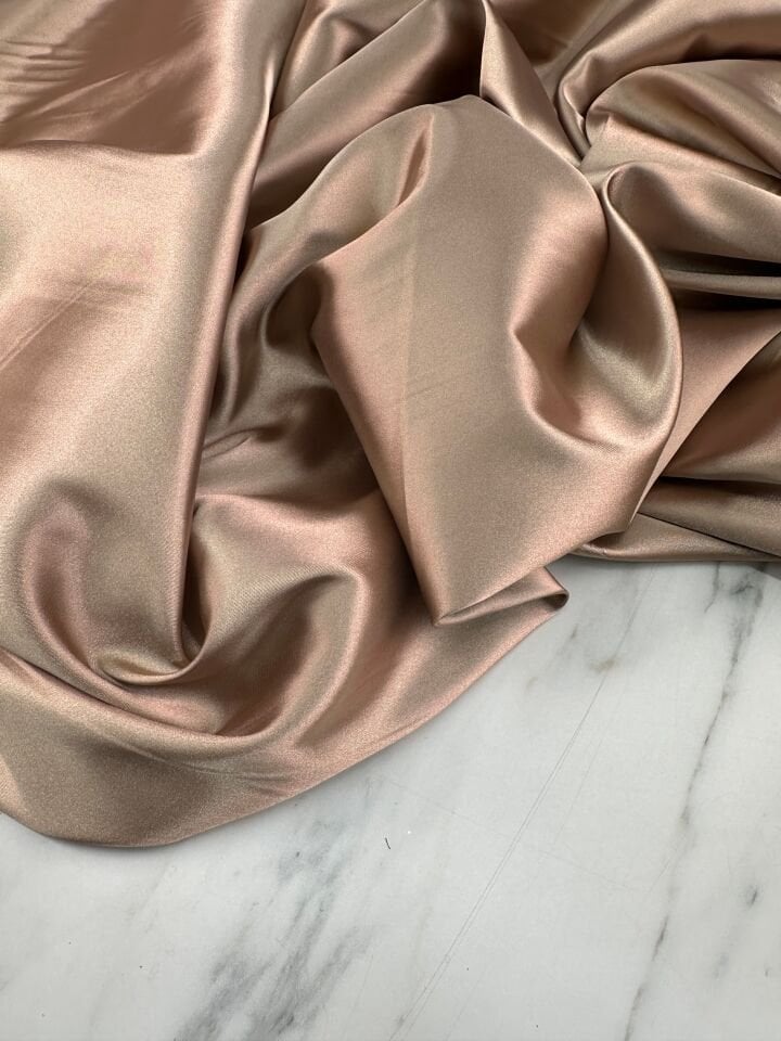 Vizon Renk Likralı Elbiselik Saten Kumaş