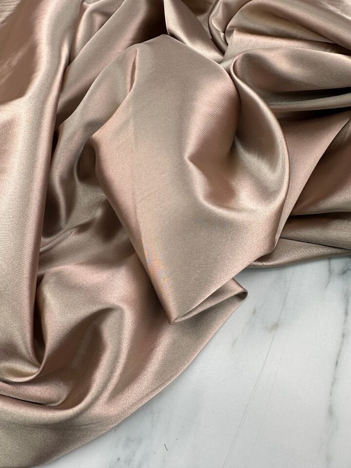 Vizon Renk Likralı Elbiselik Saten Kumaş