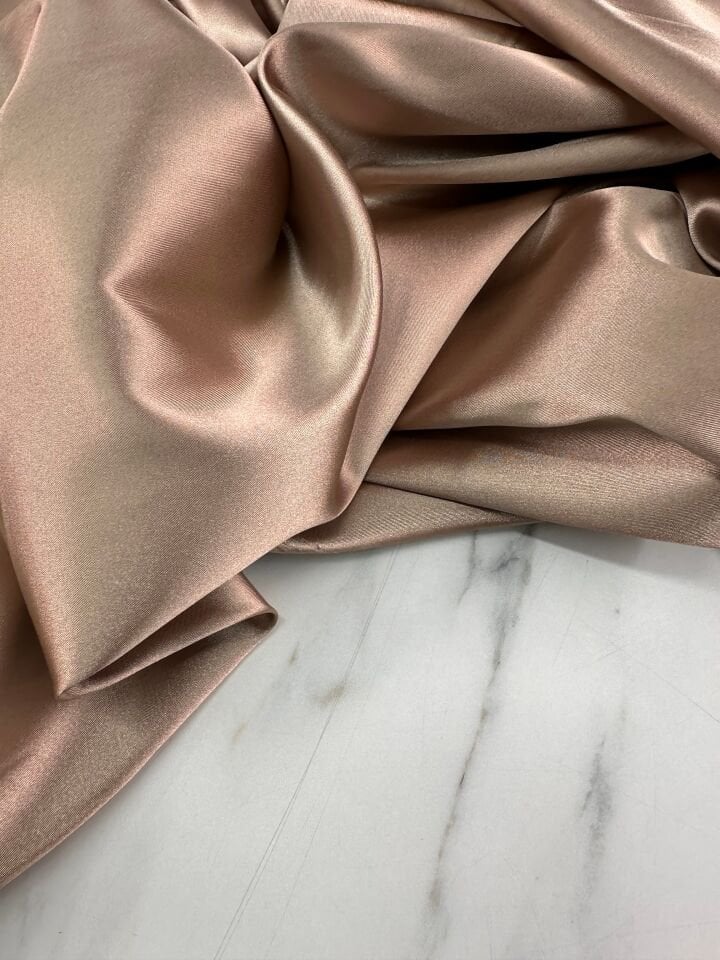 Vizon Renk Likralı Elbiselik Saten Kumaş