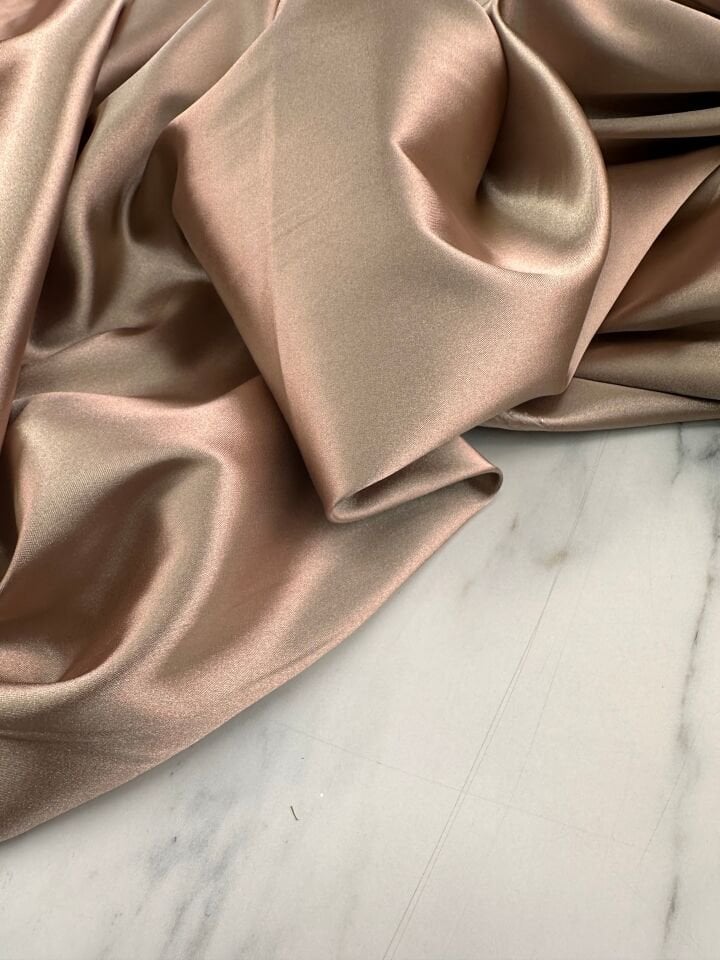 Vizon Renk Likralı Elbiselik Saten Kumaş